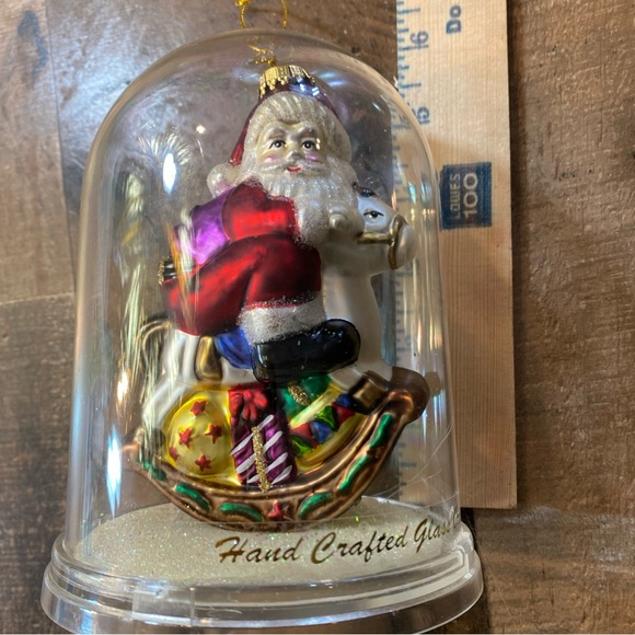 Designers Studio Hand Crafted Glass Santa on a Rocking Horse Christmas Ornament - Picture 10 of 10